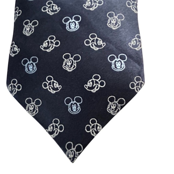 Disney Mickey Mouse Geometric Silk Necktie Black Classic - Picture 2 of 9